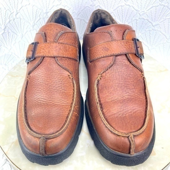 Vintage Rocky Shoes Mens Size 11 Brown Pebble Grain Leather Monk Strap Split Toe - Picture 3 of 11